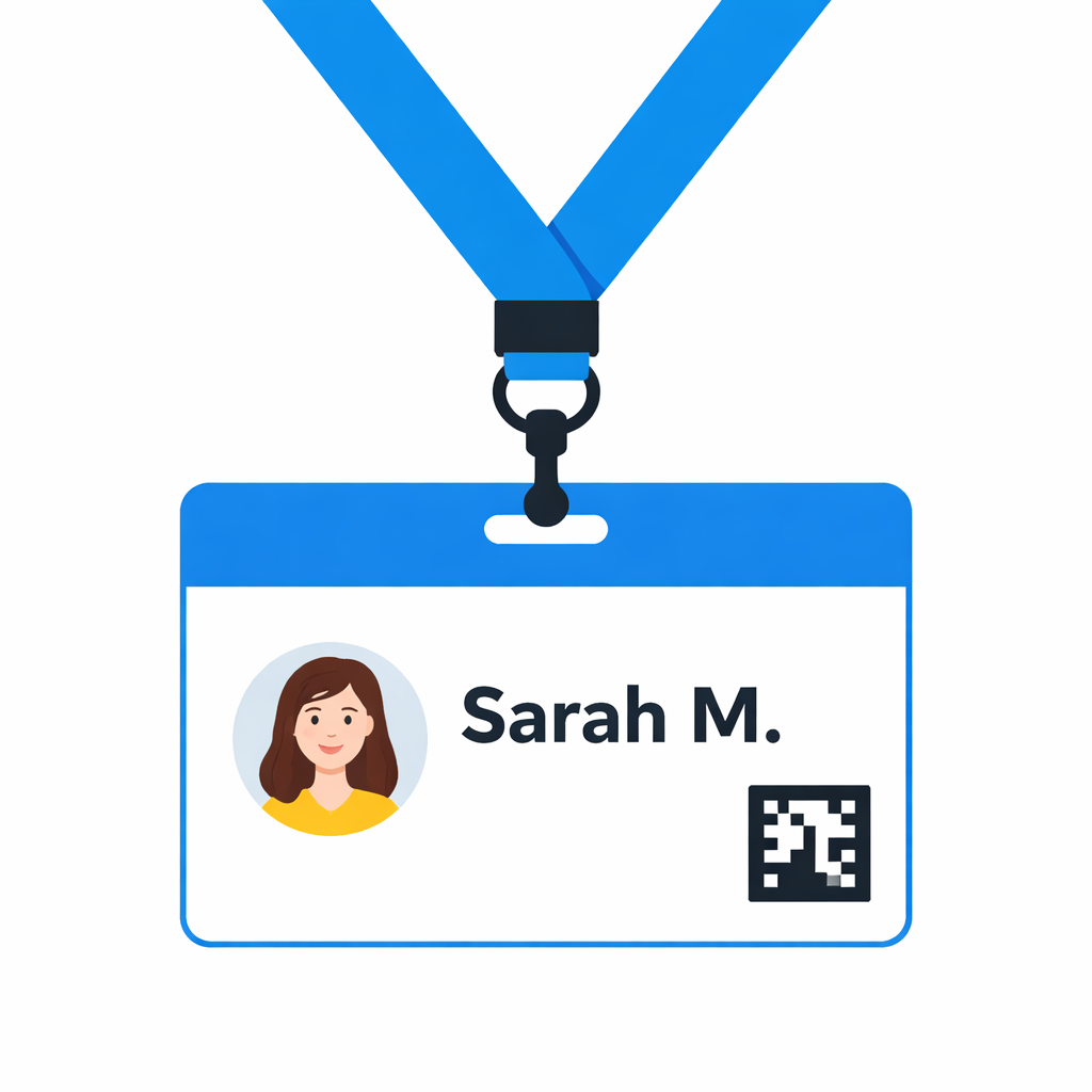 Conference badge with a unique Pictag fiducial marker