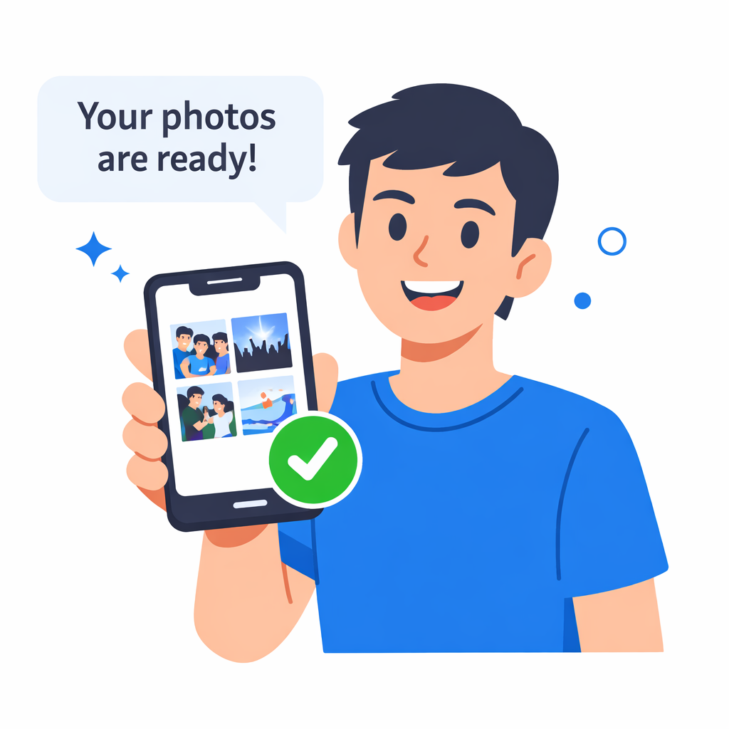 Attendee viewing their matched event photos on a smartphone