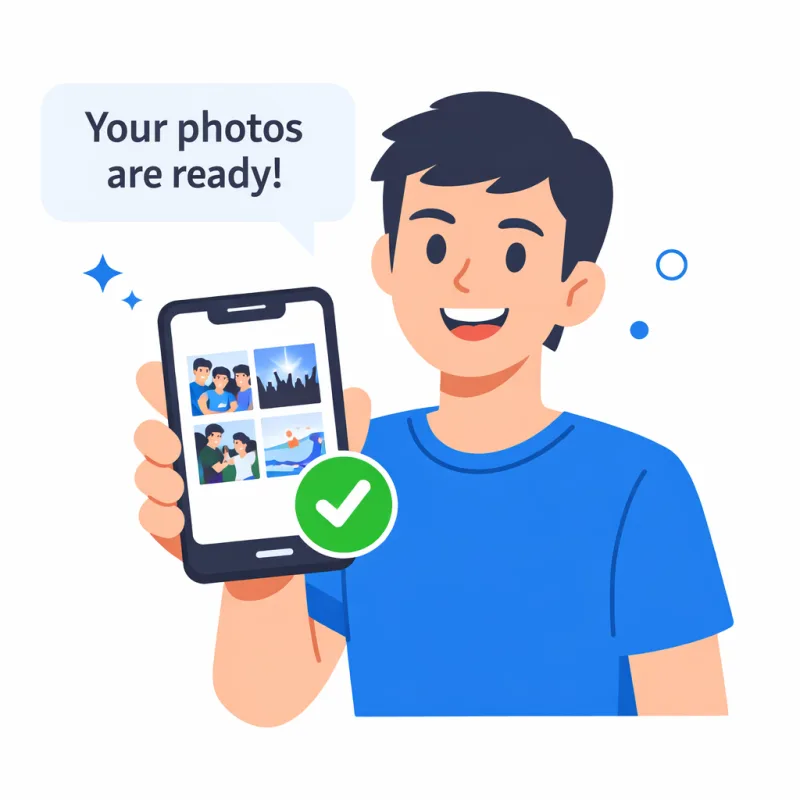 Attendee viewing their matched event photos on a smartphone